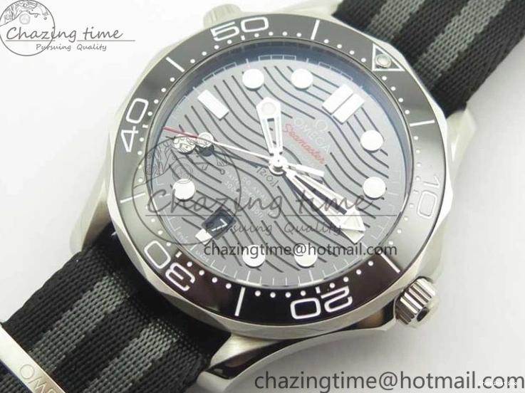 0324 2018 Seamaster Diver 300M VSF Best Edition Black Ceramic Dial on Black Gray Nato Strap A Unique 8057